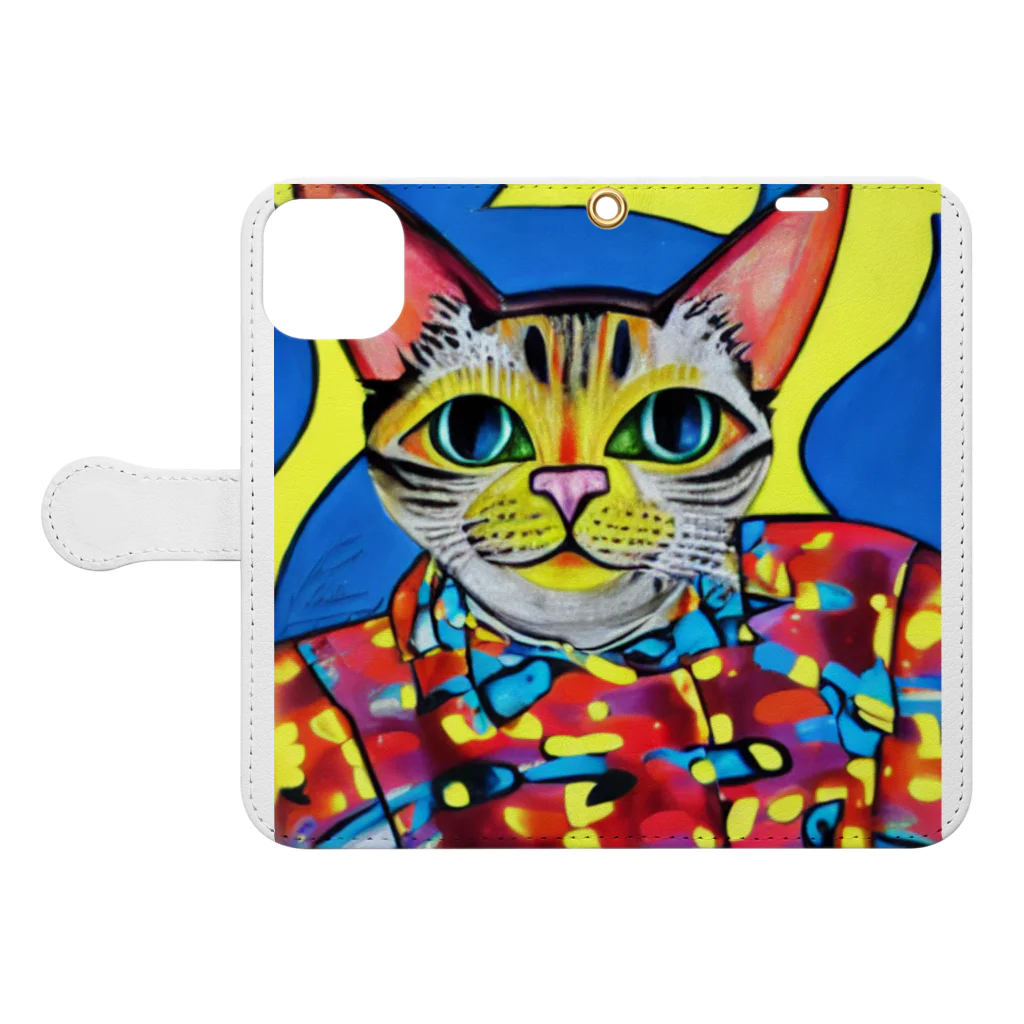 miehayashi1984のファンキーcat Book-Style Smartphone Case:Opened (outside)