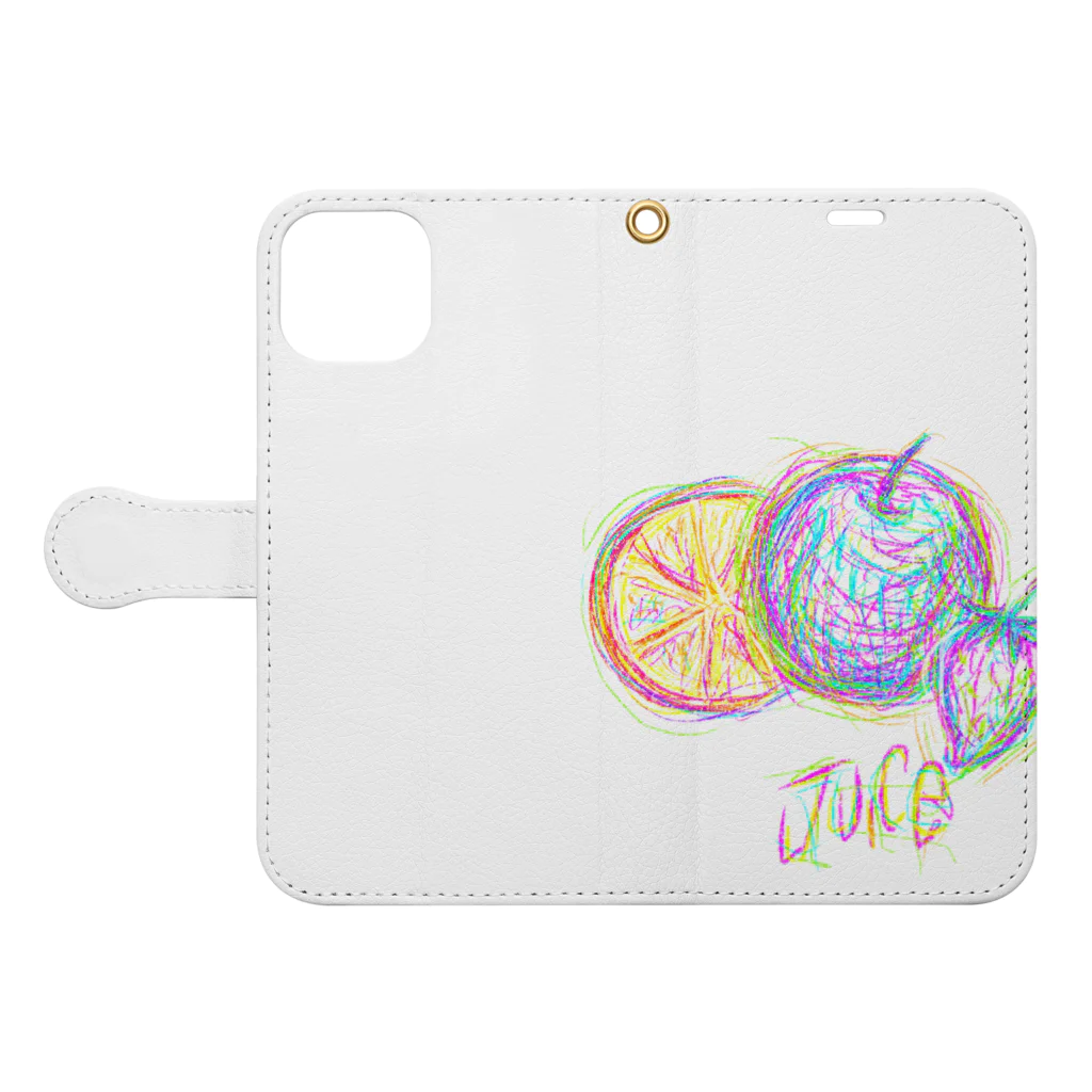 arcane-moaのJuice fruits mix-white&pale color 手帳型スマホケースを開いた場合(外側)