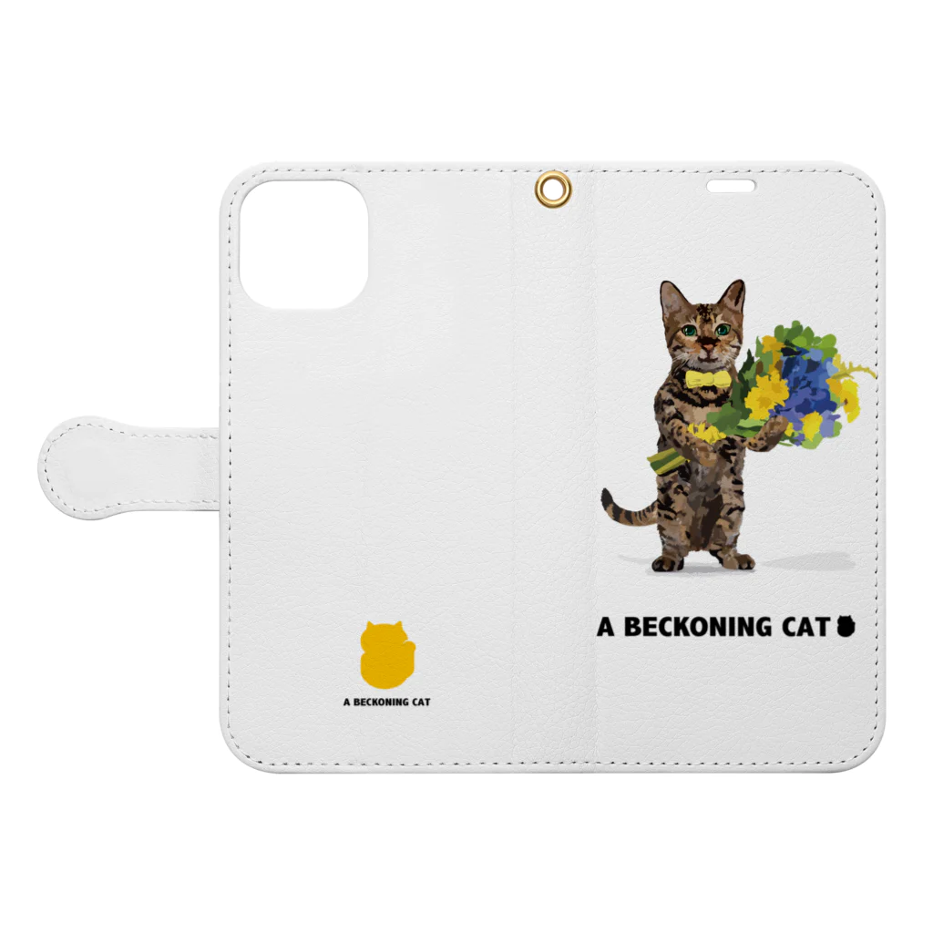 A BECKONING CATの愛をこめてはにゃ束ねこ　 Book-Style Smartphone Case:Opened (outside)