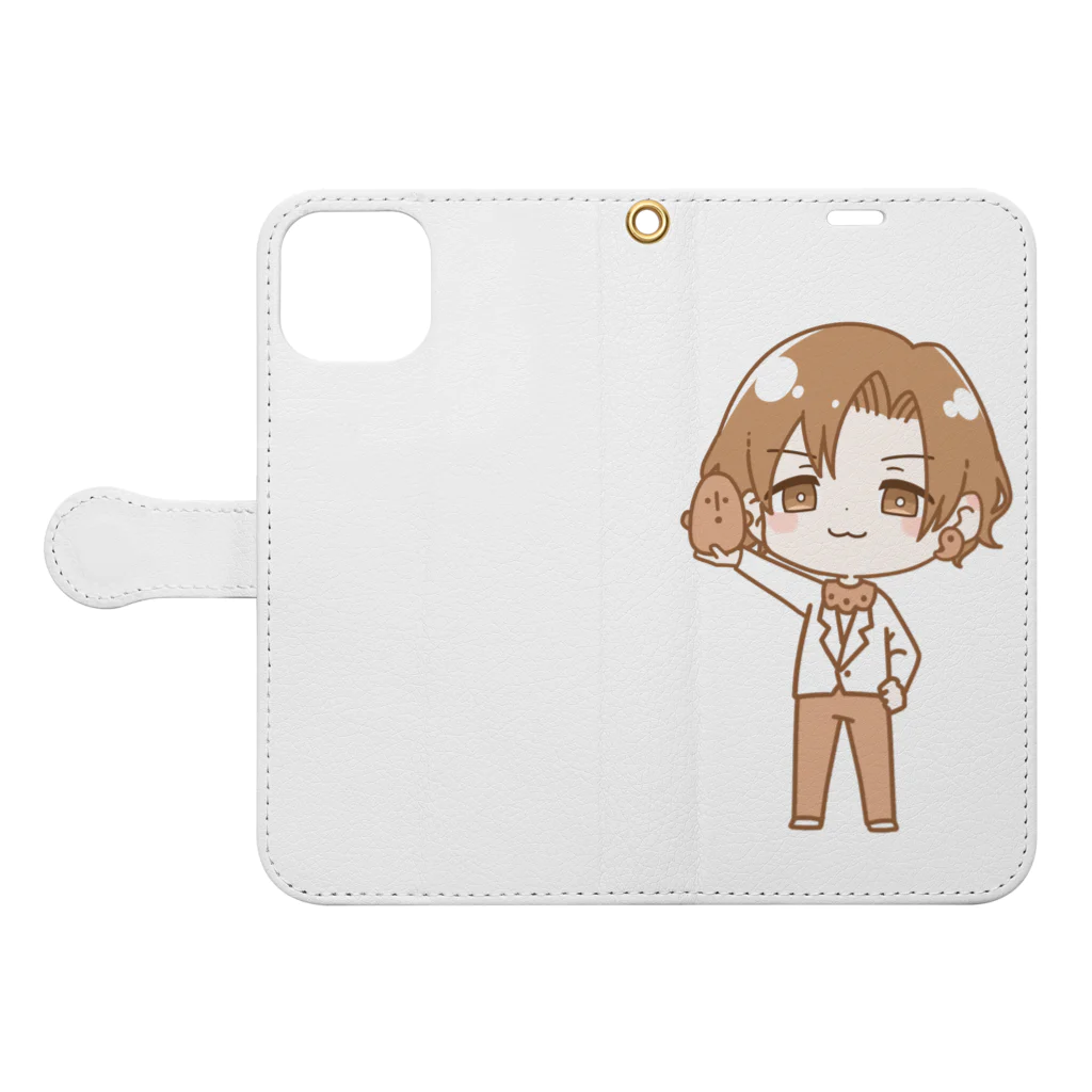 🌈彩-ｲﾛﾄﾞﾘ-🎨のミニキャラ土器くん Book-Style Smartphone Case:Opened (outside)