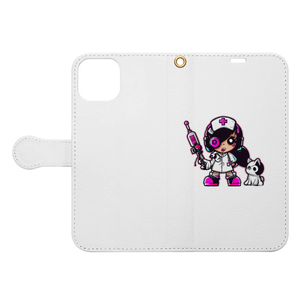 CuteCombatのCuteCombat_nurse(ナース)_ver.003 Book-Style Smartphone Case:Opened (outside)