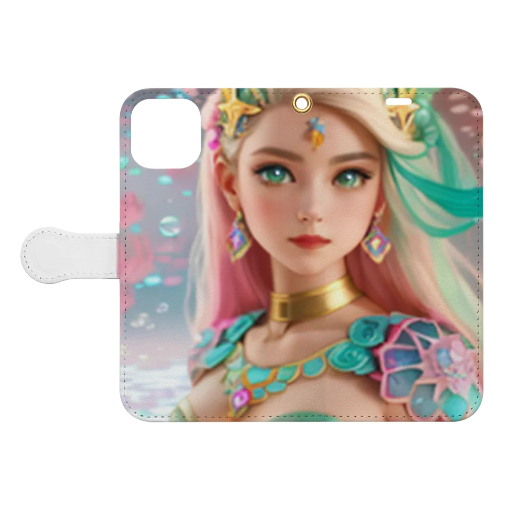 💖宇宙整体♪🌈♪こころからだチャンネル♪💖のmermaid Princess LARA Book-Style Smartphone Case:Opened (outside)