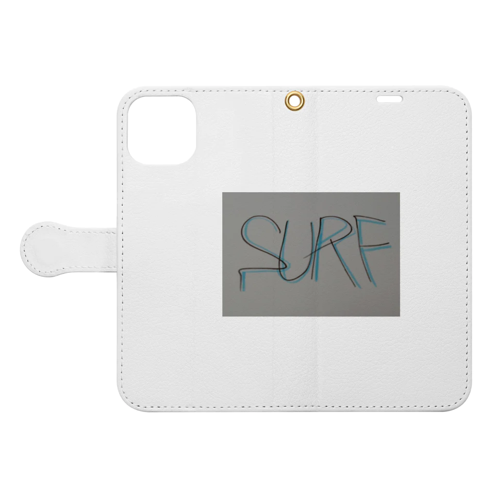 SURF810のSURF 文字(青影) Book-Style Smartphone Case:Opened (outside)