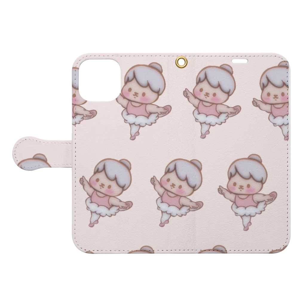 BabyBallerina🩰ONLINESHOPのベビーバレリーナ　アラベスクピンク Book-Style Smartphone Case:Opened (outside)