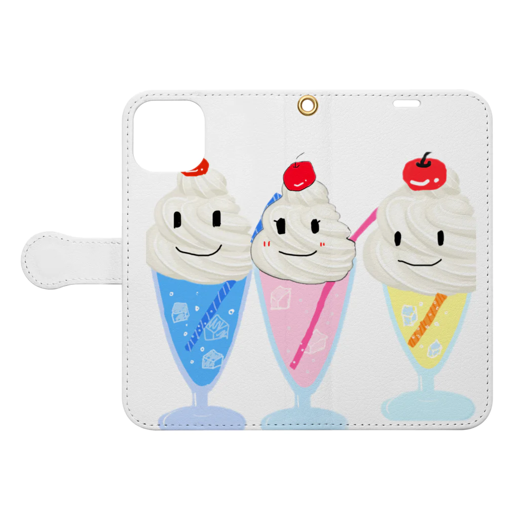 chiro&kuroのクリームソーダー三兄弟 Book-Style Smartphone Case:Opened (outside)