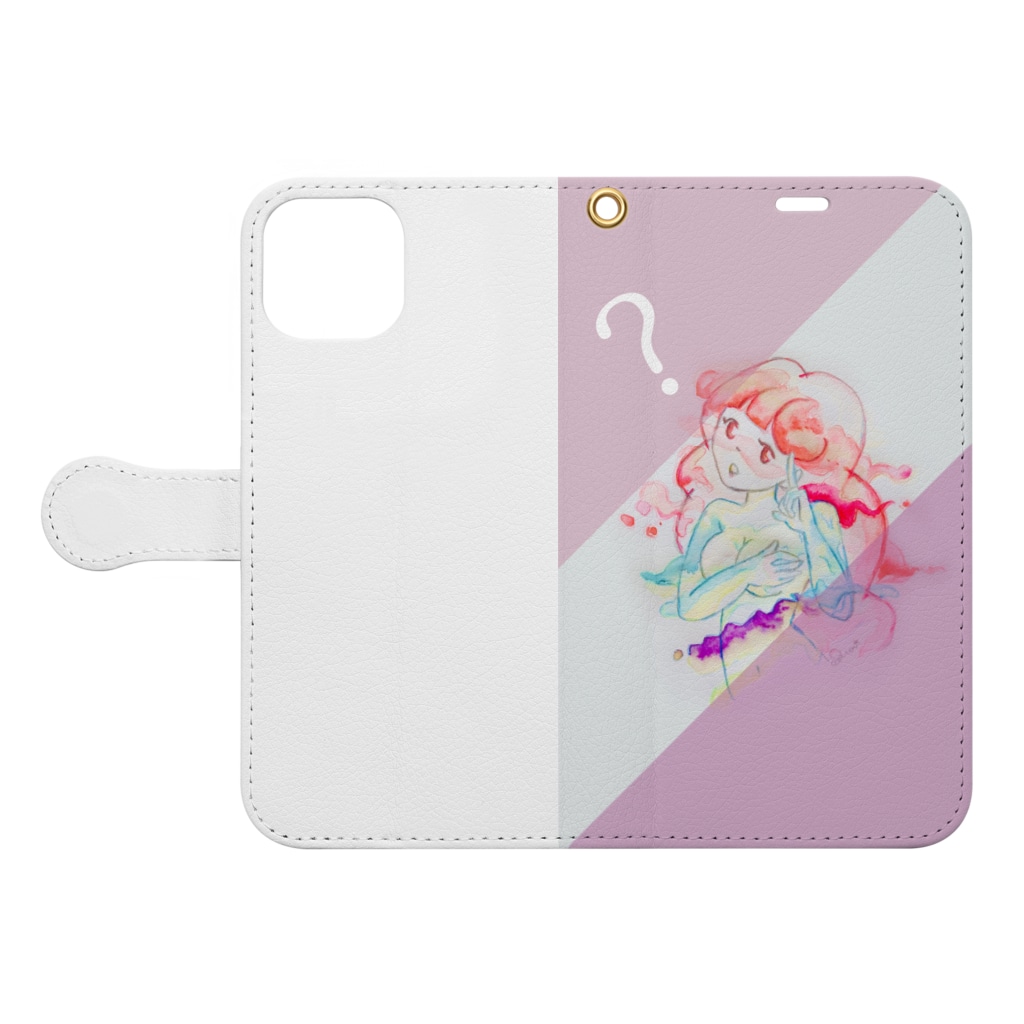 Sana Storeの記号姉妹　？ちゃん Book-Style Smartphone Case:Opened (outside)