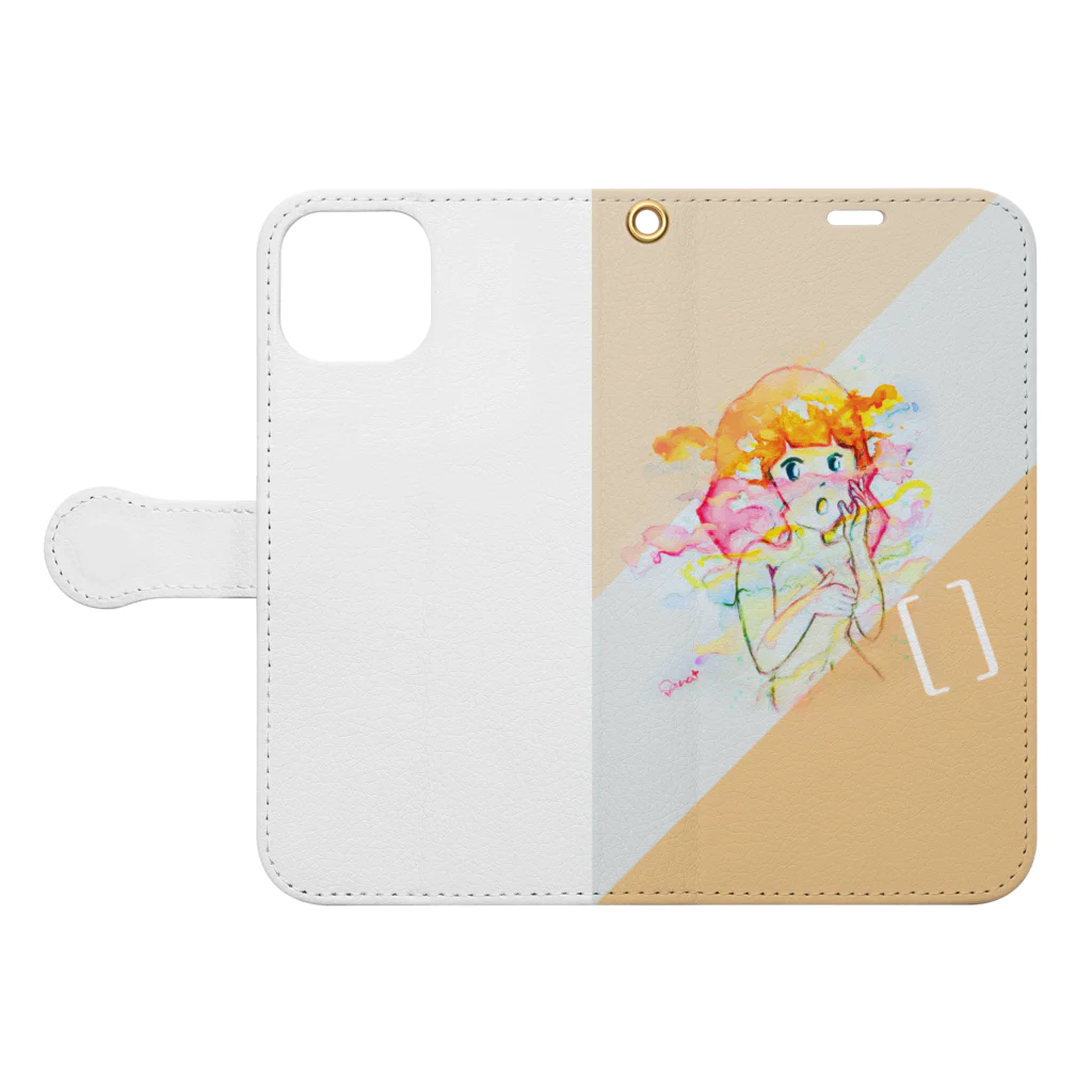 Sana Storeの記号姉妹　［ ］ちゃん Book-Style Smartphone Case:Opened (outside)