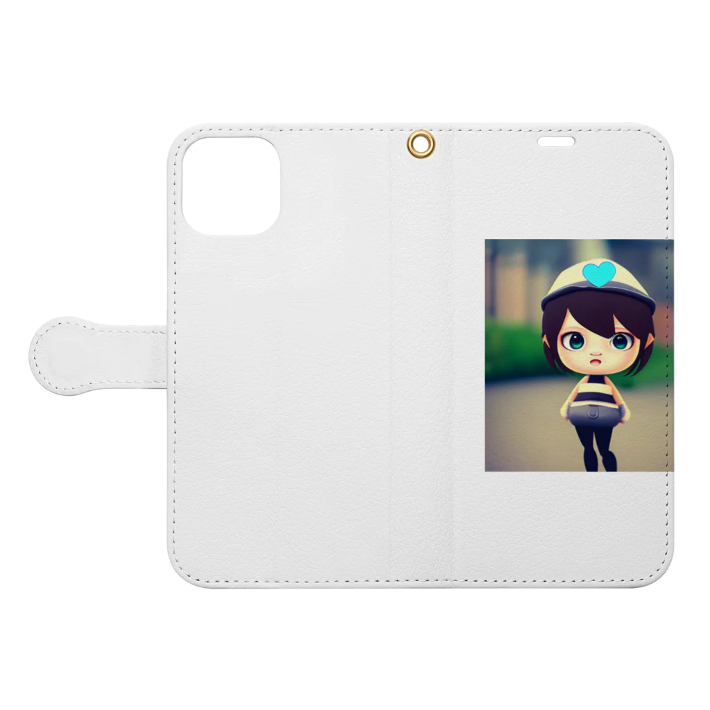 InoMasaの散歩ガール　 Book-Style Smartphone Case:Opened (outside)