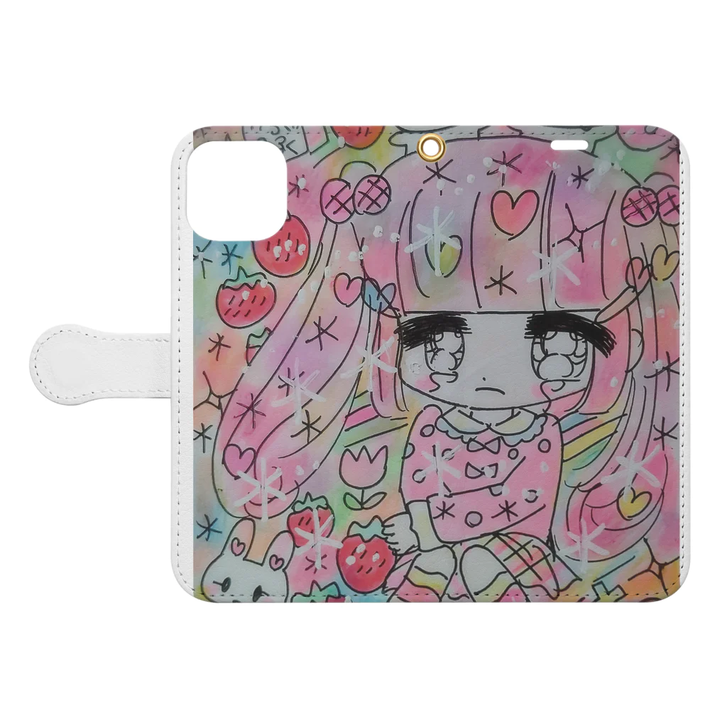 🎀姫野森みみ🎀mimistrawberrymilkのいちごみるく🍓🍼みみたん🐰 Book-Style Smartphone Case:Opened (outside)