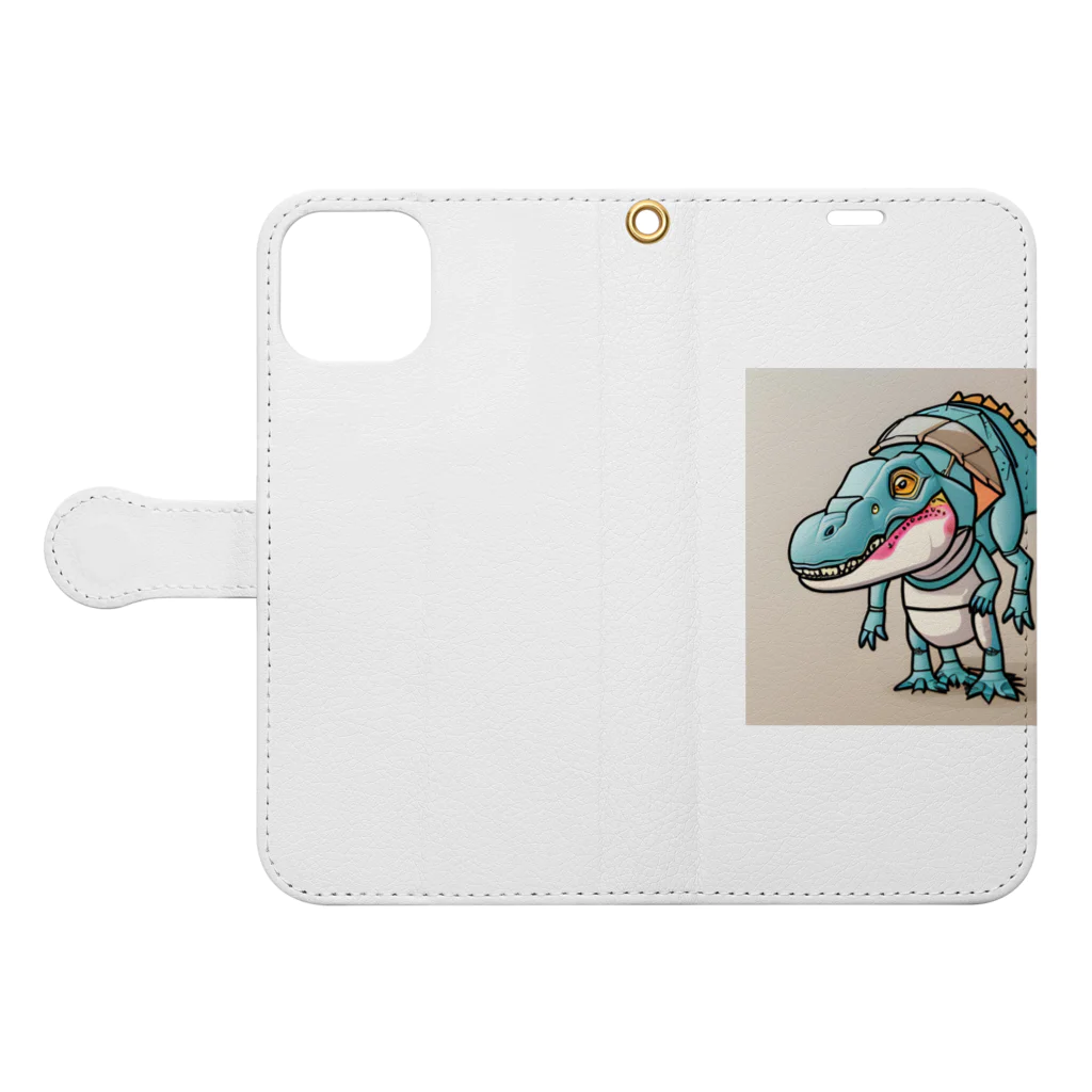 ゆるっと個性のT-Rexアリゲーター Book-Style Smartphone Case:Opened (outside)