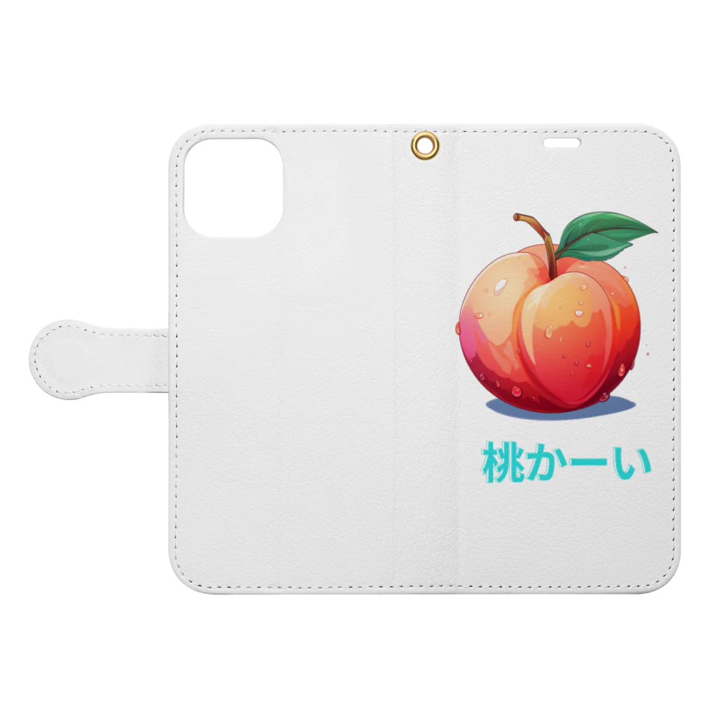 shounan-comの「桃かーい」Tシャツ Book-Style Smartphone Case:Opened (outside)