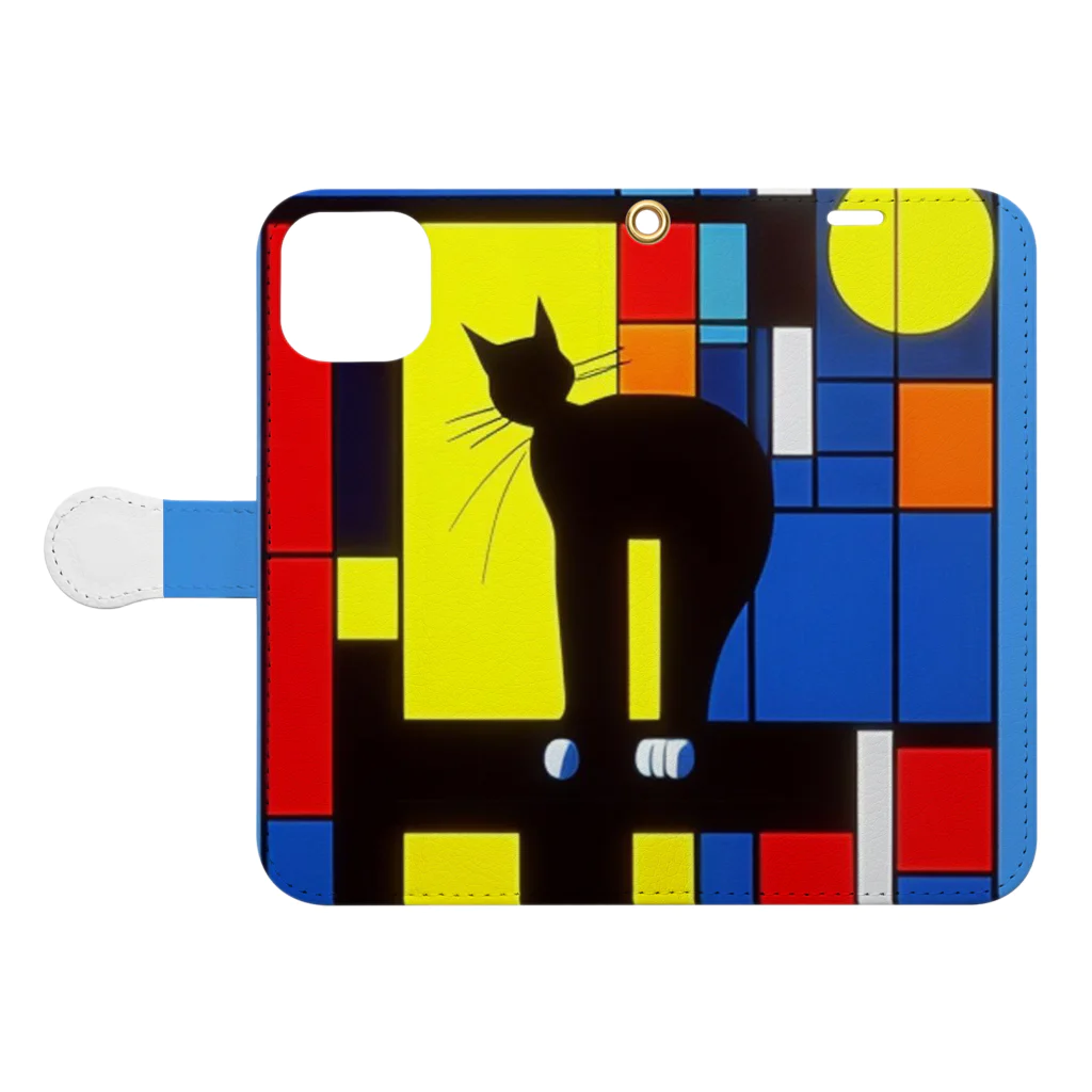 kota.の猫と月 Book-Style Smartphone Case:Opened (outside)