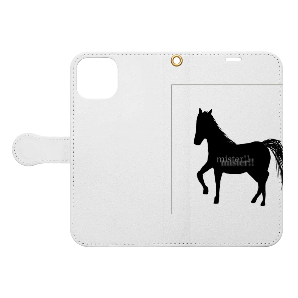 みんなのみすたーさんの silhouette horse 手帳型スマホケースを開いた場合(外側)