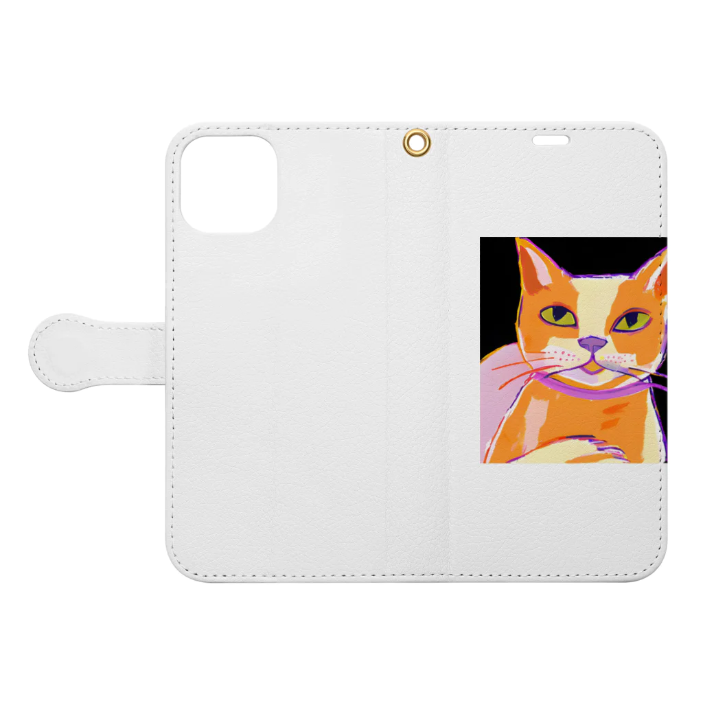 tefutefvの猫のイラストグッズ Book-Style Smartphone Case:Opened (outside)