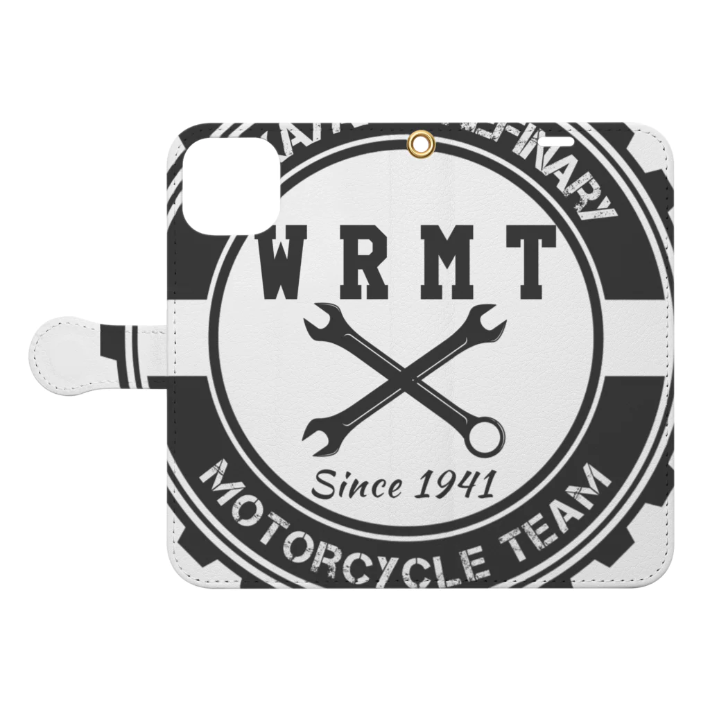 いちみるshopのWRMT BLACK LOGO 手帳型スマホケースを開いた場合(外側)