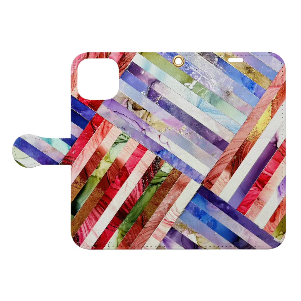 janetの stripes Book-Style Smartphone Case:Opened (outside)