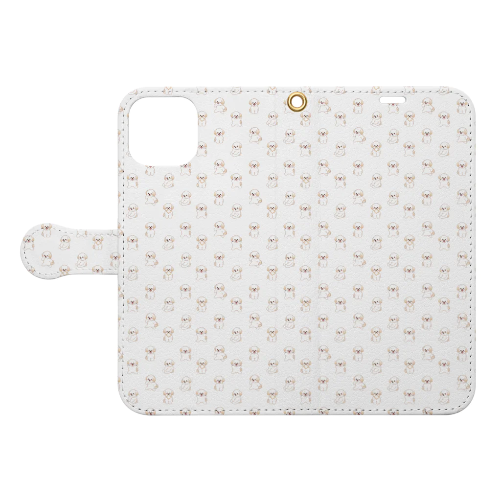 mikanceのふわもこりん(ドット柄） Book-Style Smartphone Case:Opened (outside)