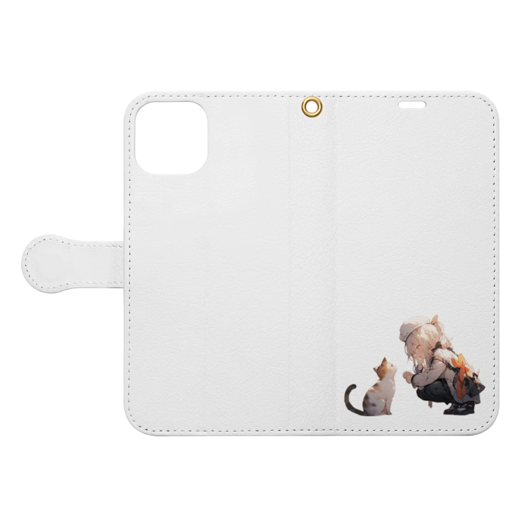 GratitudeGlow GlobalのNeko chan と　姫様 Book-Style Smartphone Case:Opened (outside)