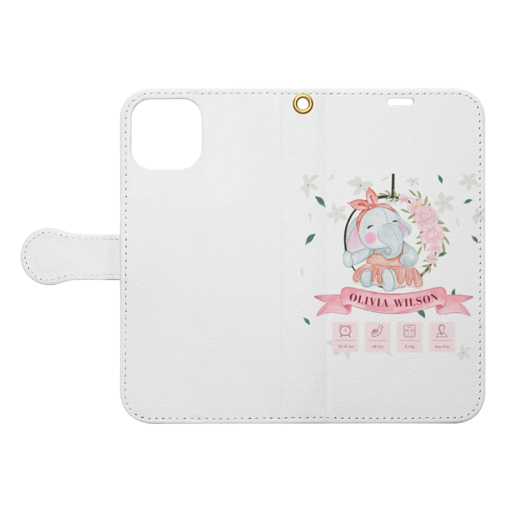 Re-Re-Reのお花とぞう Book-Style Smartphone Case:Opened (outside)