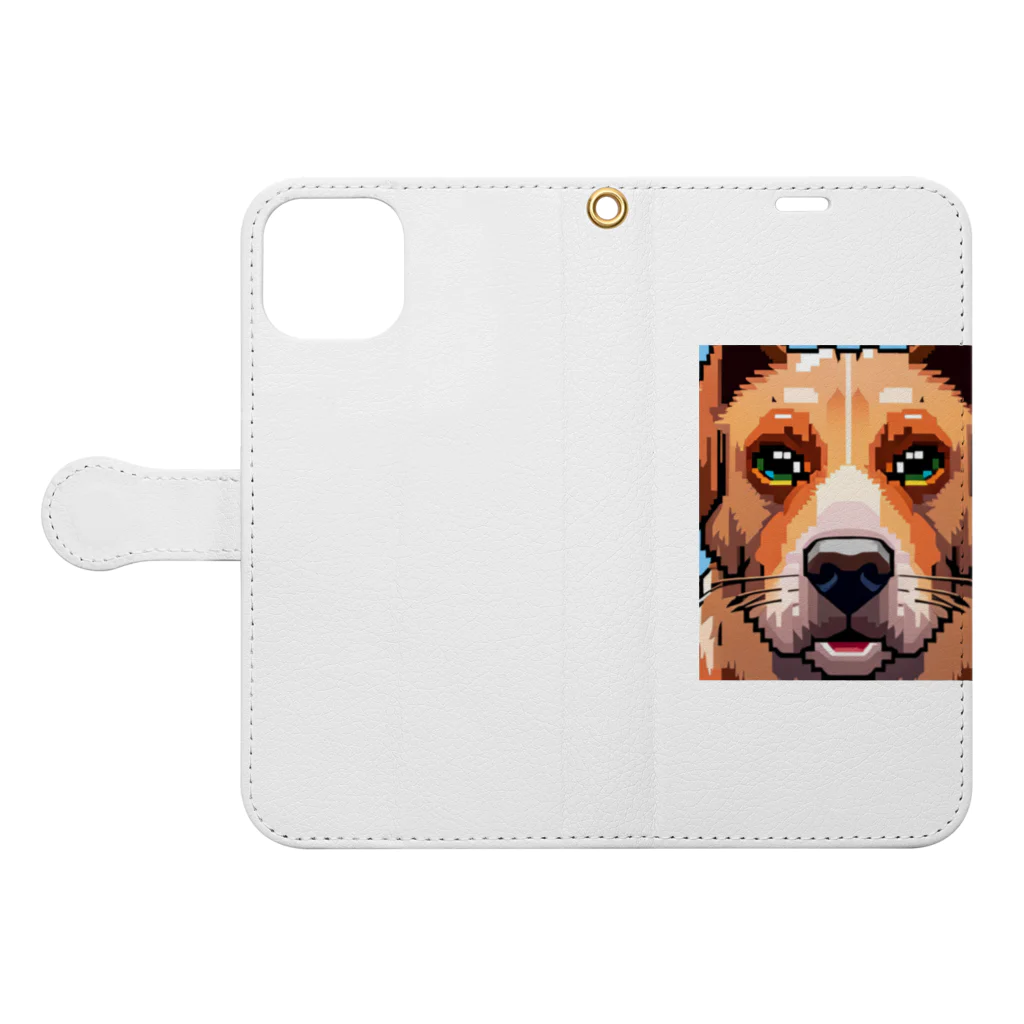 getprizeのドット絵の犬 Book-Style Smartphone Case:Opened (outside)