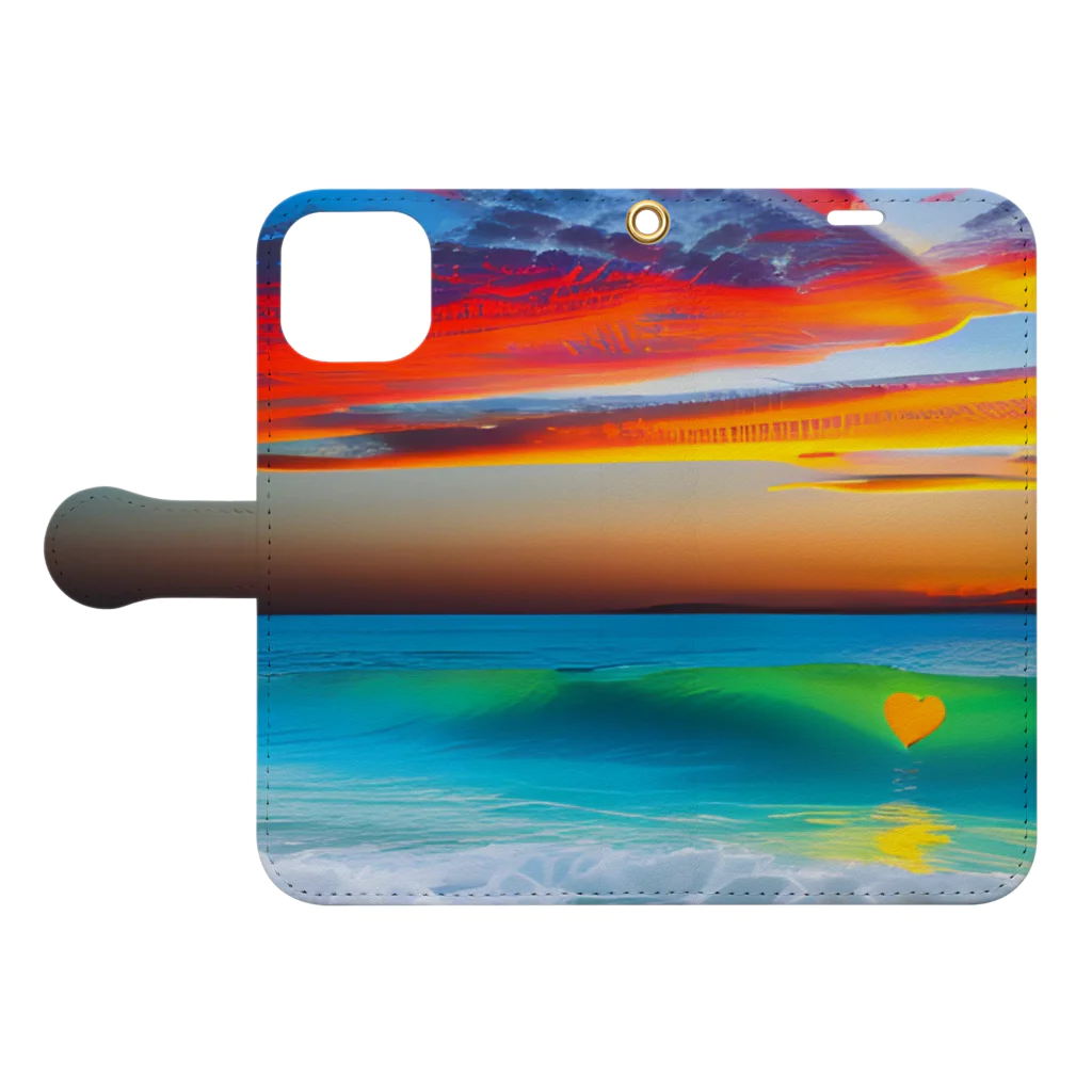 takuの穏やかな宝物のsunset  beach Book-Style Smartphone Case:Opened (outside)