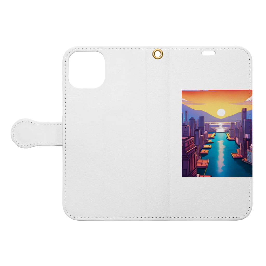 pixel-martの夕日 Book-Style Smartphone Case:Opened (outside)