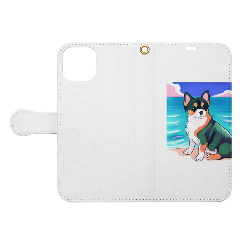 幸せのおすそわけの愛する犬 Book-Style Smartphone Case:Opened (outside)