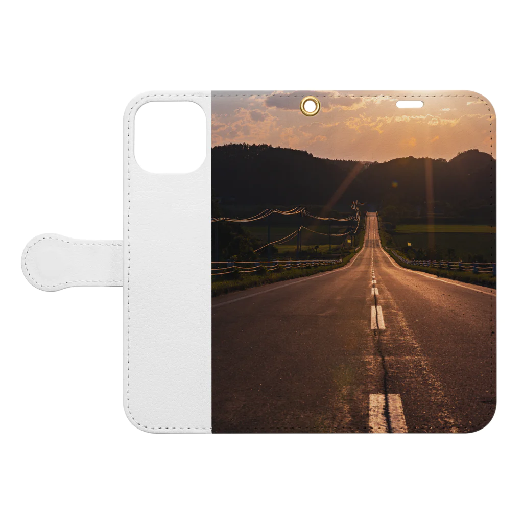 guchy-kの夕陽の向こうは Book-Style Smartphone Case:Opened (outside)