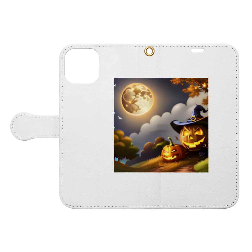 オクさんのBuzzショップのワルかわハロウィン👻✨ Book-Style Smartphone Case:Opened (outside)