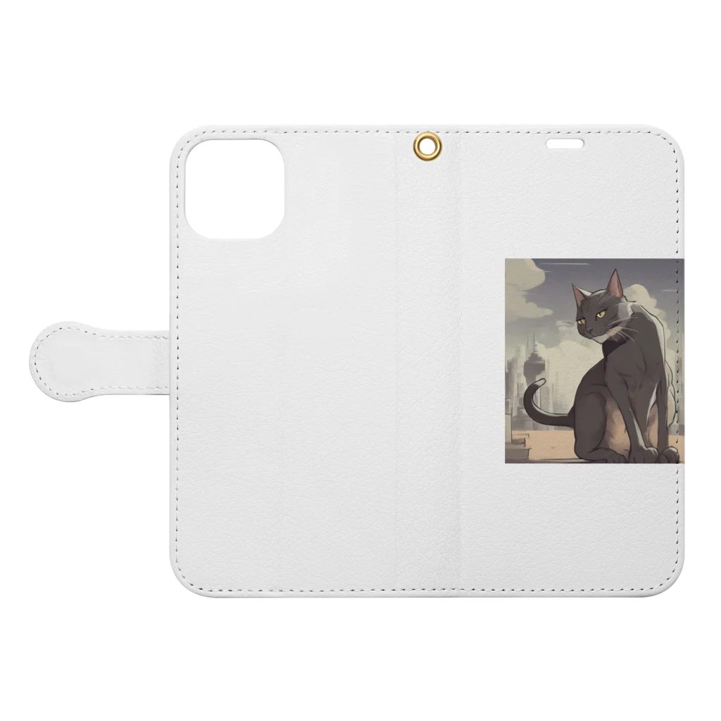 TAIYO 猫好きの美しい街並みと美しい猫 Book-Style Smartphone Case:Opened (outside)