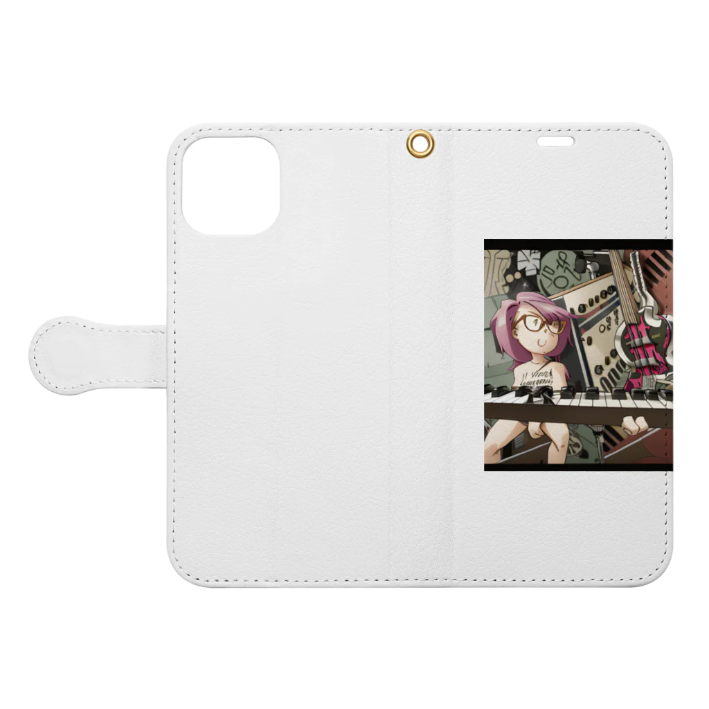 you--のメガネ女子と楽器たち Book-Style Smartphone Case:Opened (outside)