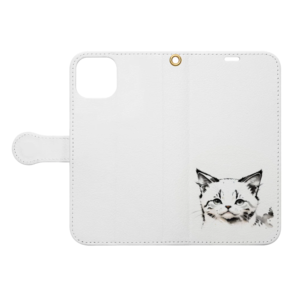 waffle2000のねこさん８ Book-Style Smartphone Case:Opened (outside)