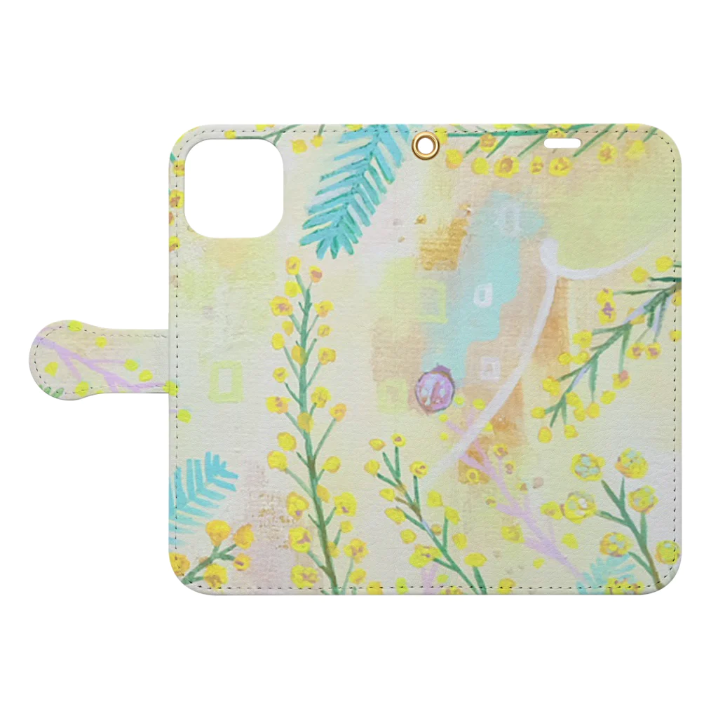 chick tack Waltzのミモザ［mimosa］ Book-Style Smartphone Case:Opened (outside)