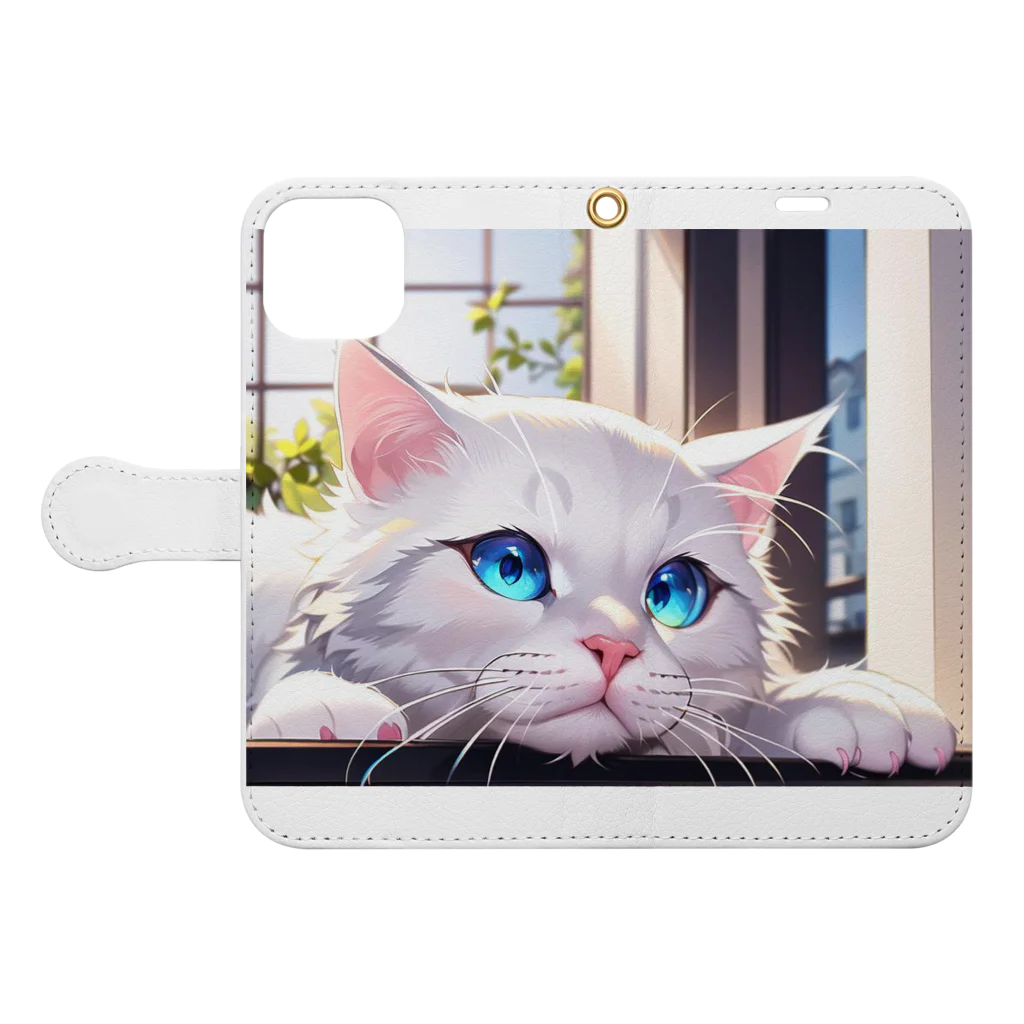 CROSS Kの窓から眺めてる猫(タイプB ) Book-Style Smartphone Case:Opened (outside)