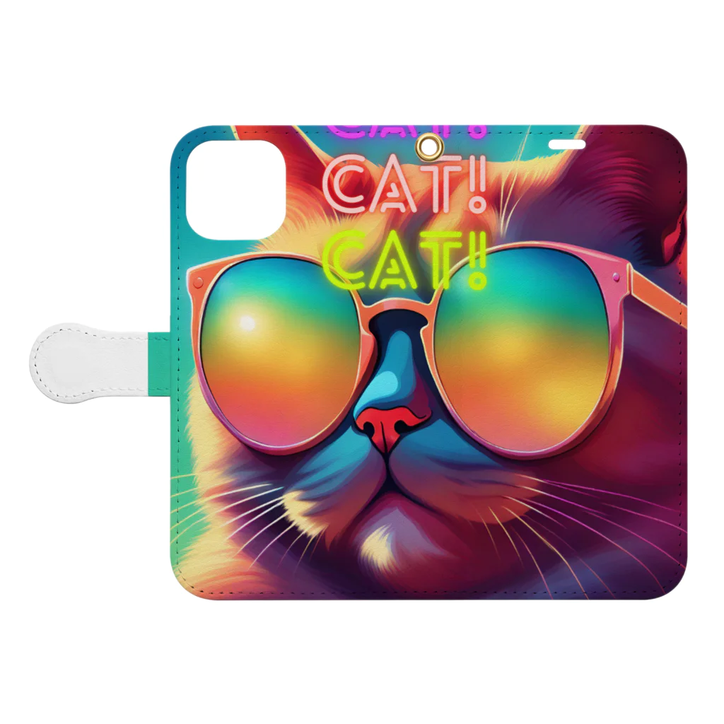 tatuuのShady Cat! Book-Style Smartphone Case:Opened (outside)