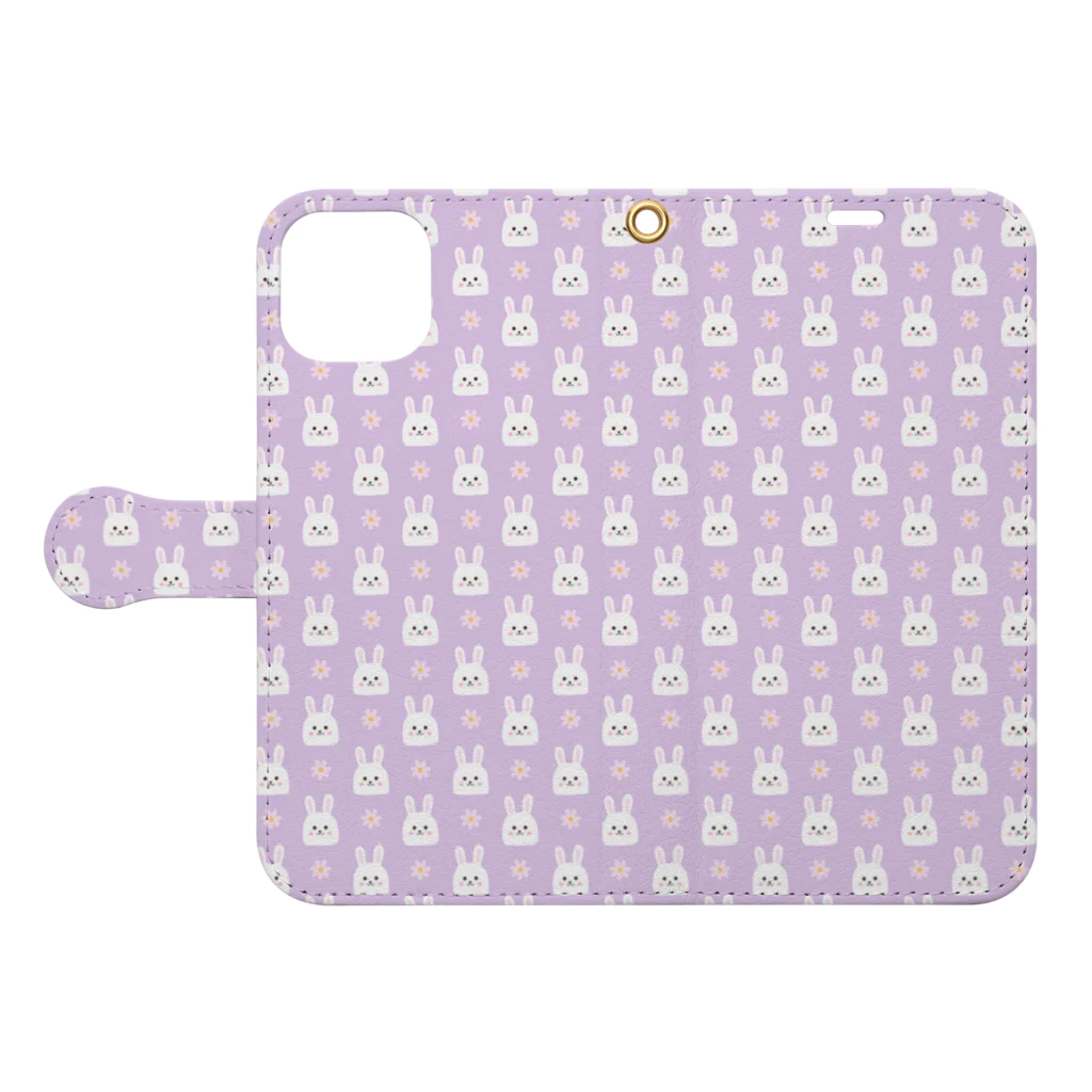 Cho Tommy Annのうさぎ柄A Book-Style Smartphone Case:Opened (outside)