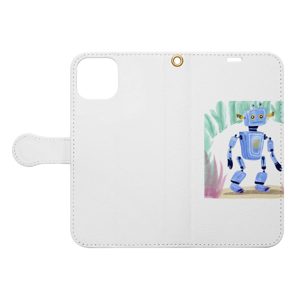 オリジナルショップのかわいいロボット Book-Style Smartphone Case:Opened (outside)