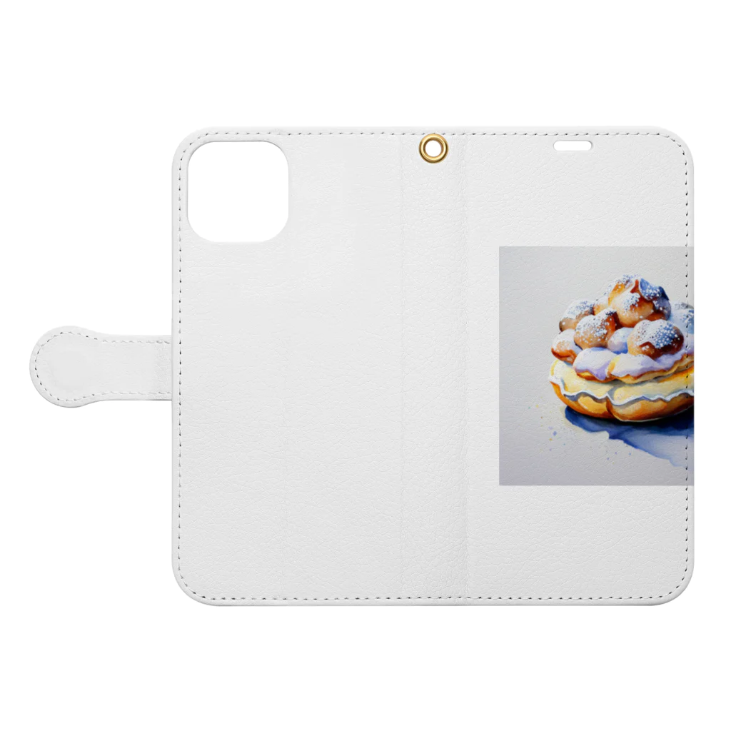 shua_suzuriの甘いスイーツ Book-Style Smartphone Case:Opened (outside)