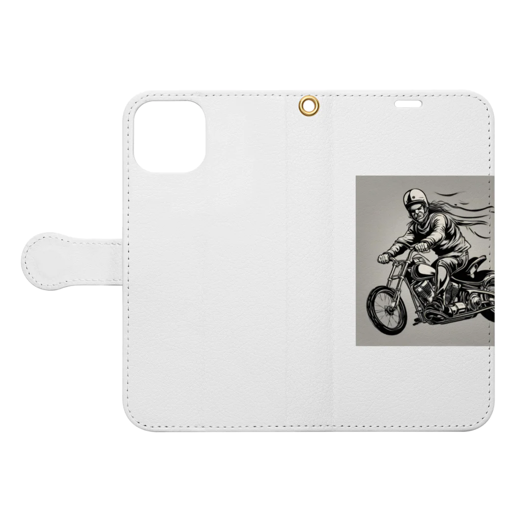 oi_0806のバイクチョッパー走ってる姿渋い Book-Style Smartphone Case:Opened (outside)