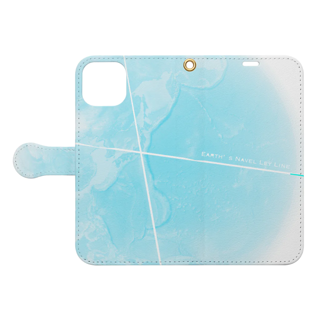 Earth’s Navel Ley LineのEarth's Navel Ley Line（Light blue） Book-Style Smartphone Case:Opened (outside)