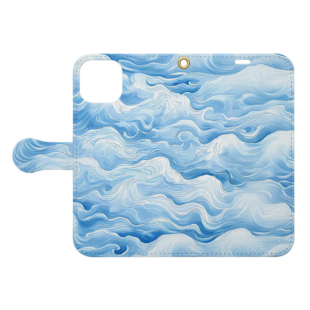 HappyJotの流れるリズム Book-Style Smartphone Case:Opened (outside)