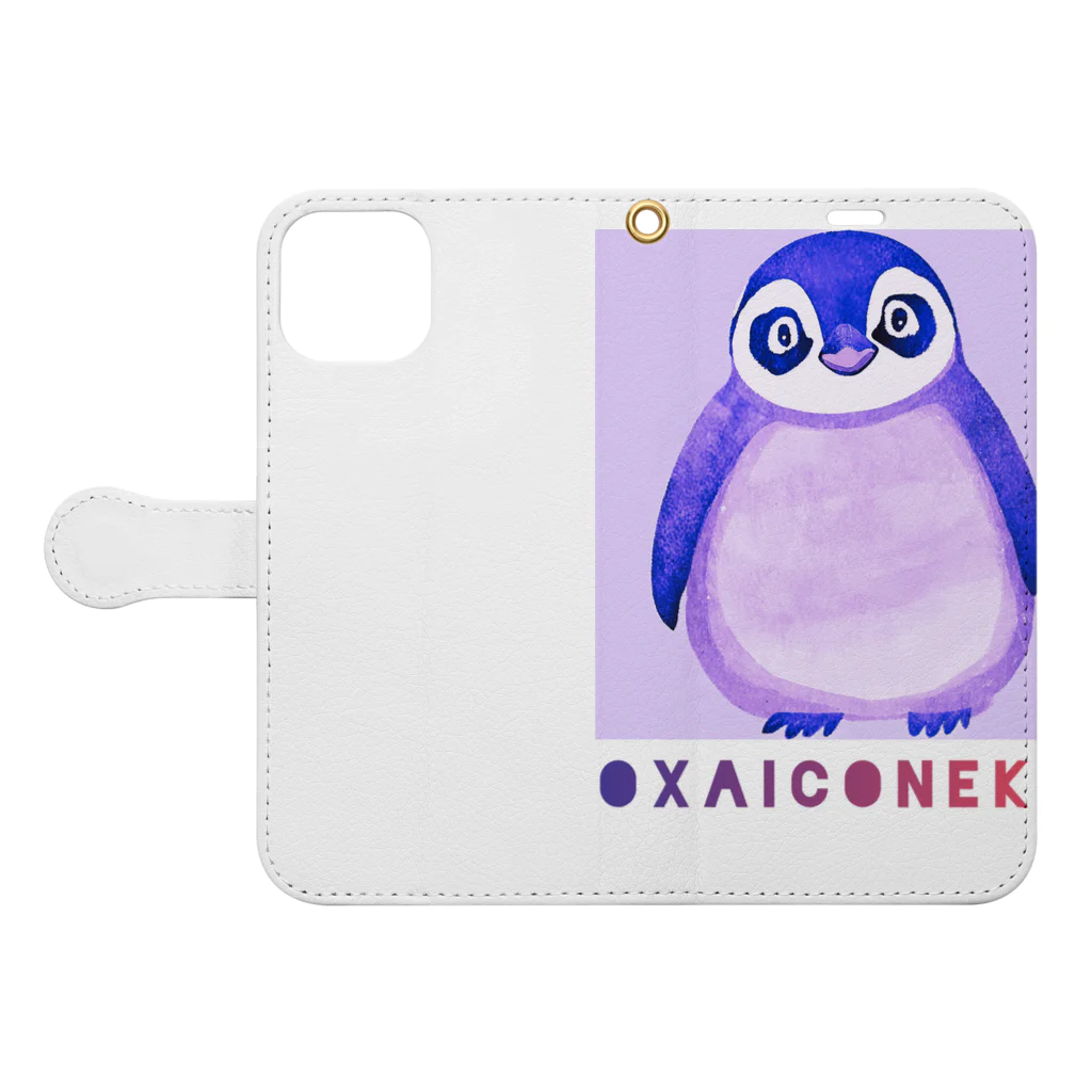 oxaiconeka-shopのoxaiペンギン 手帳型スマホケースを開いた場合(外側)