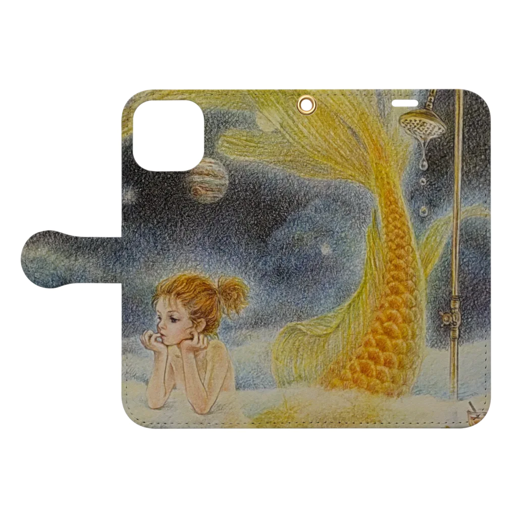 ミケとキジシロの雲海ホテルの人魚姫 Book-Style Smartphone Case:Opened (outside)