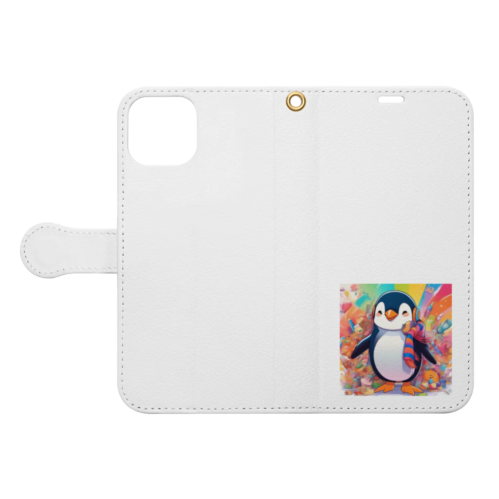 aki7sの笑顔のペンギン Book-Style Smartphone Case:Opened (outside)