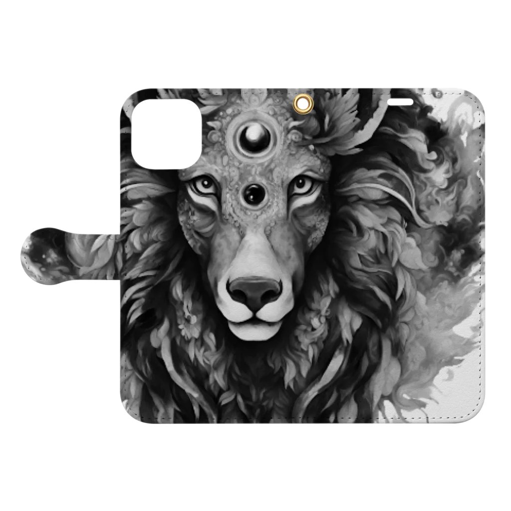 UmageのMysterious Fantasy Animal（神秘的な空想の動物） Book-Style Smartphone Case:Opened (outside)