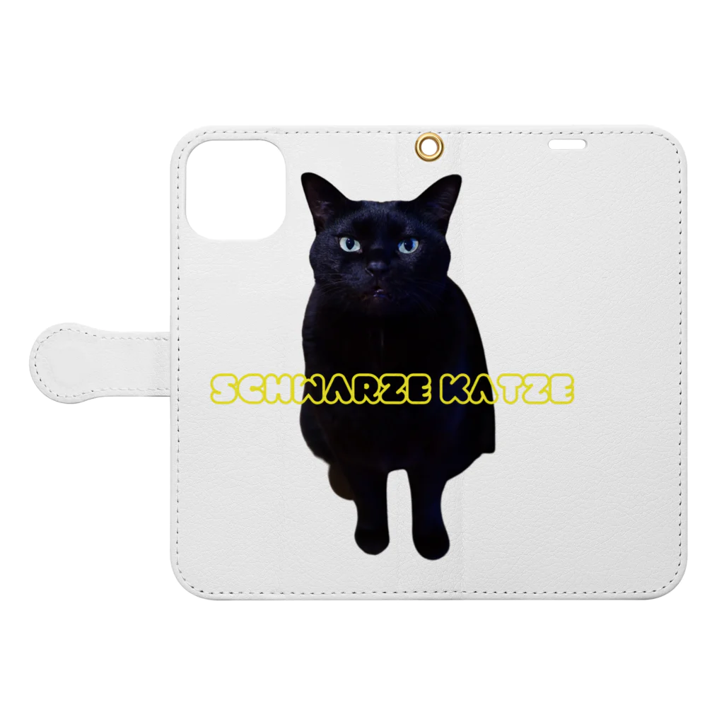 ZukinakoのSchwarze Katze(黒猫) Book-Style Smartphone Case:Opened (outside)