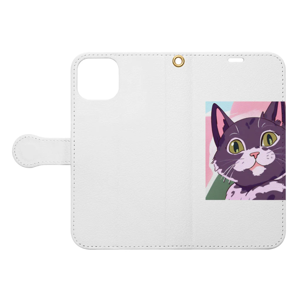 ことこと♂@トレーダーの猫猫 Book-Style Smartphone Case:Opened (outside)