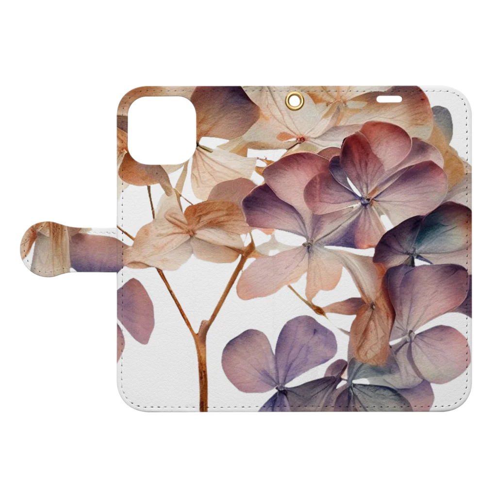 Atelier Petrichor Forestのアジサイ Hydrangea Book-Style Smartphone Case:Opened (outside)