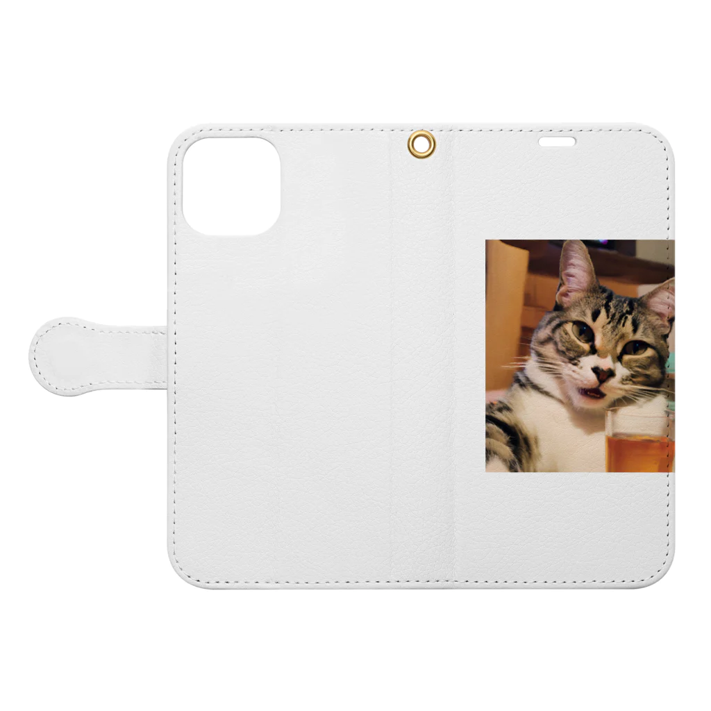 ことこと♂@トレーダーの猫猫　泥酔 Book-Style Smartphone Case:Opened (outside)