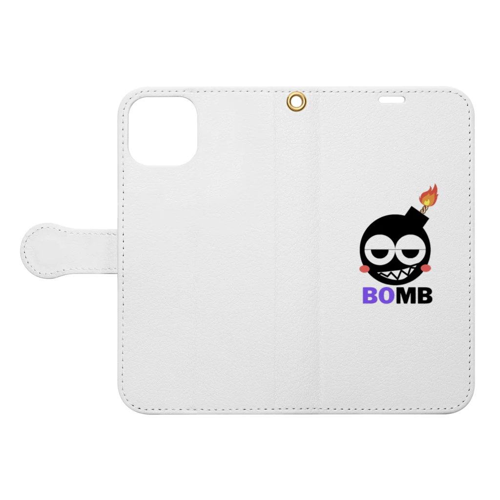 :Re BOMB(リボーン)のぼんぼんしりーず 手帳型スマホケースを開いた場合(外側)